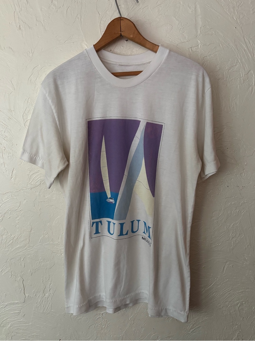 Vintage 80s Tulum Mexico Sailboat Tee Vacation Beach Ocean Boats